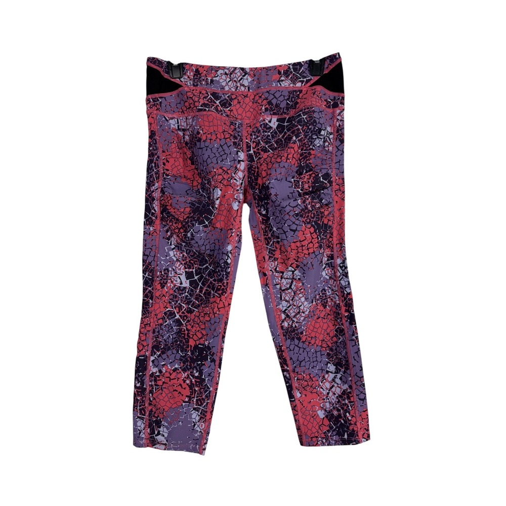 Colosseum Mosaic Print Capri Leggings Pink Purple Black Crop Workout Medium